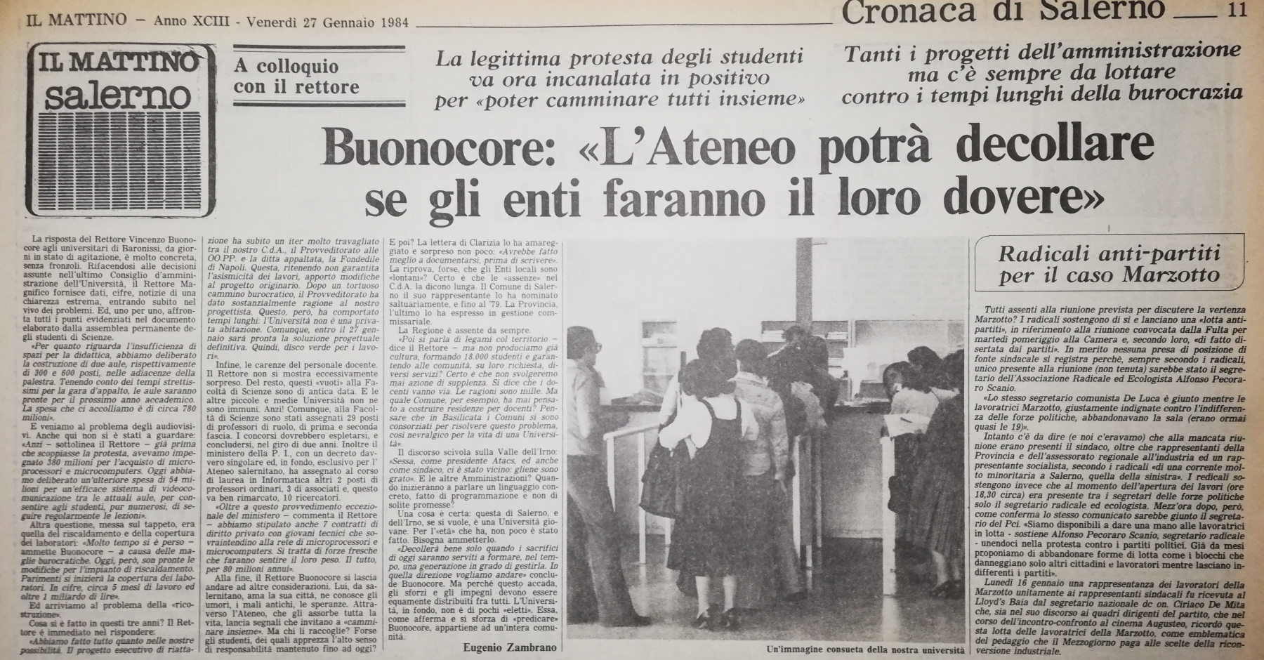 Il Mattino, 27 gennaio 1984, Cronaca di Salerno, p. 11