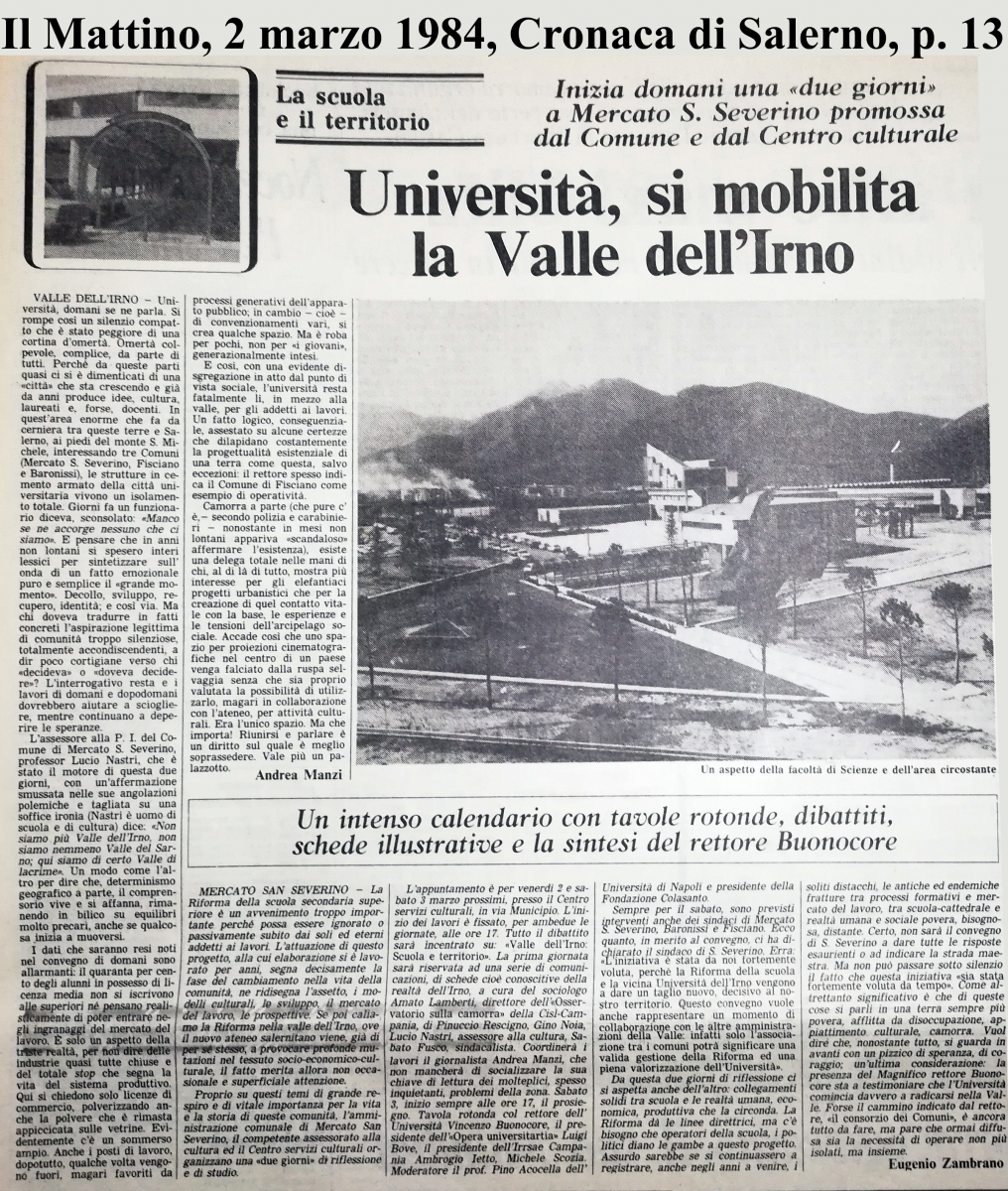 Il Mattino, 2 marzo 1984, Cronaca di Salerno, p. 13